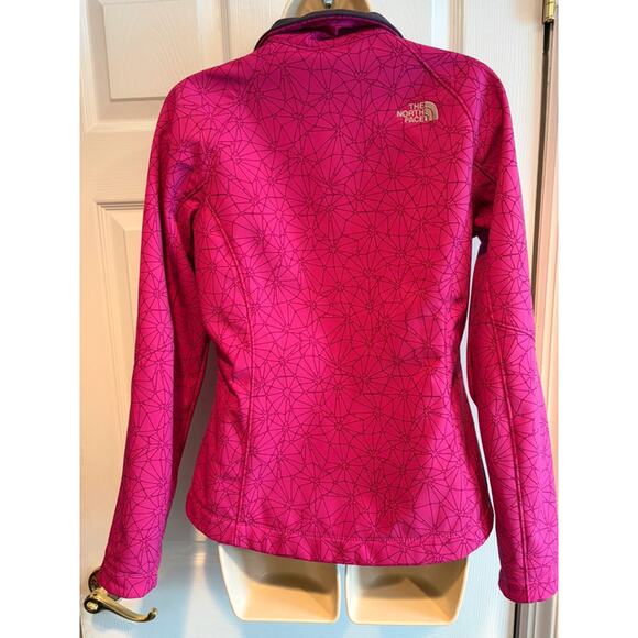 The North Face Women’s Fleece Jacket Pink Geometric Full Zip Softshell Medium - Picture 3 of 10